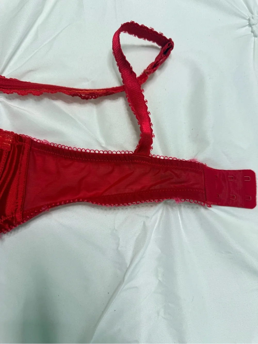Red Satin Embroidered Underwire Bra — Supportive Women's Lingerie